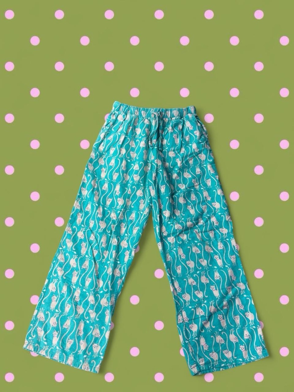munki munki Teal Cat-Print Pajama Pants